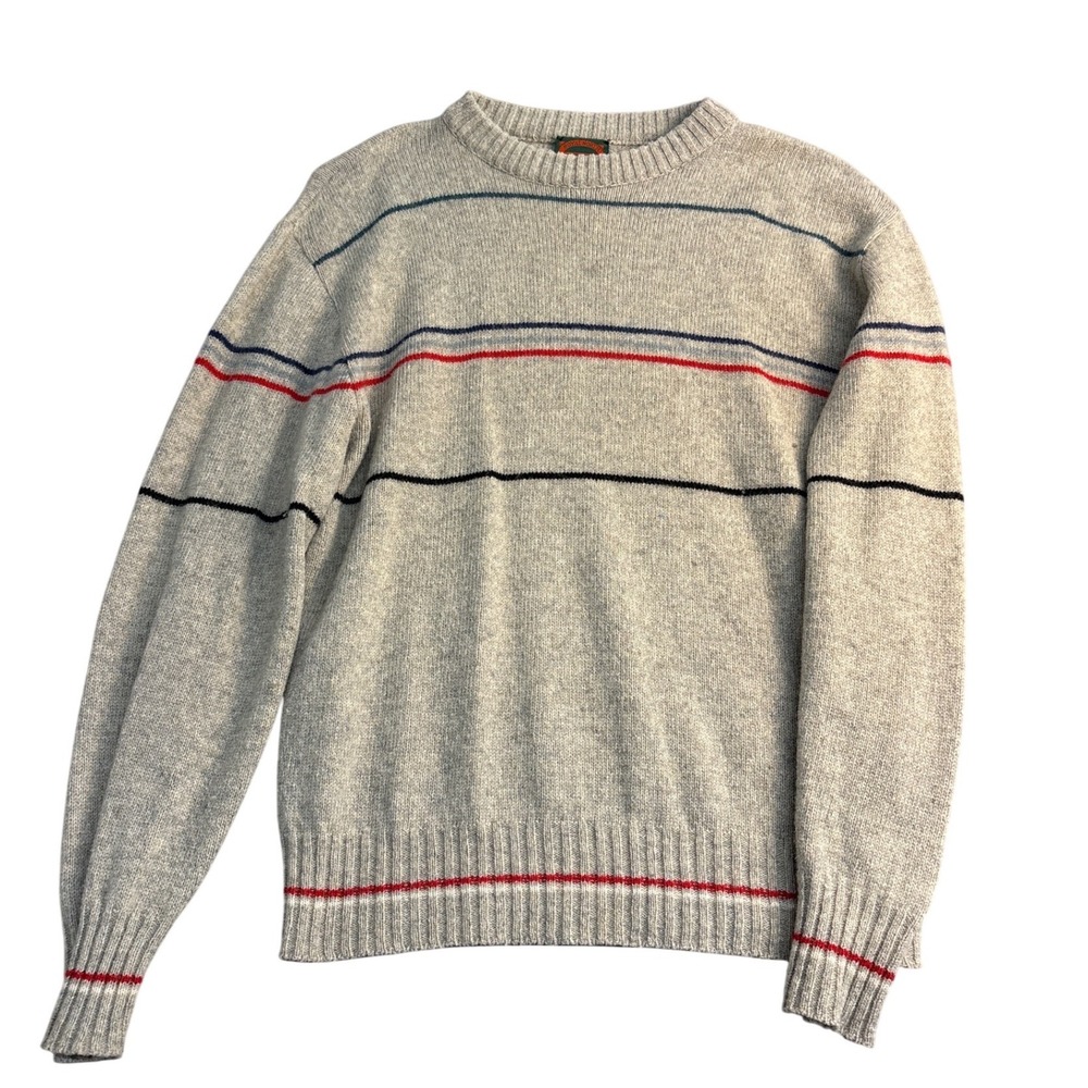 Royal North Outfitters Mills USA Vintage Striped Crewneck Sweater Mens Oatmeal